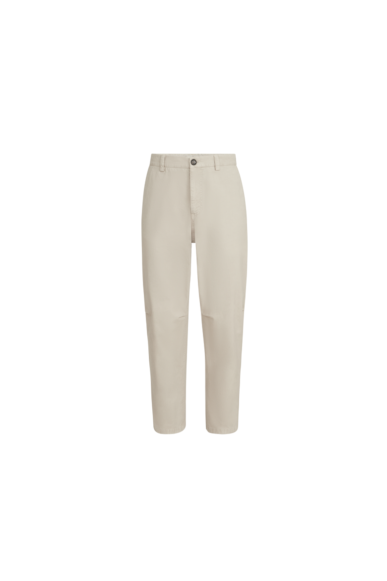 Garment-dyed trousers in peached cotton gabardine, Alternate, color, White