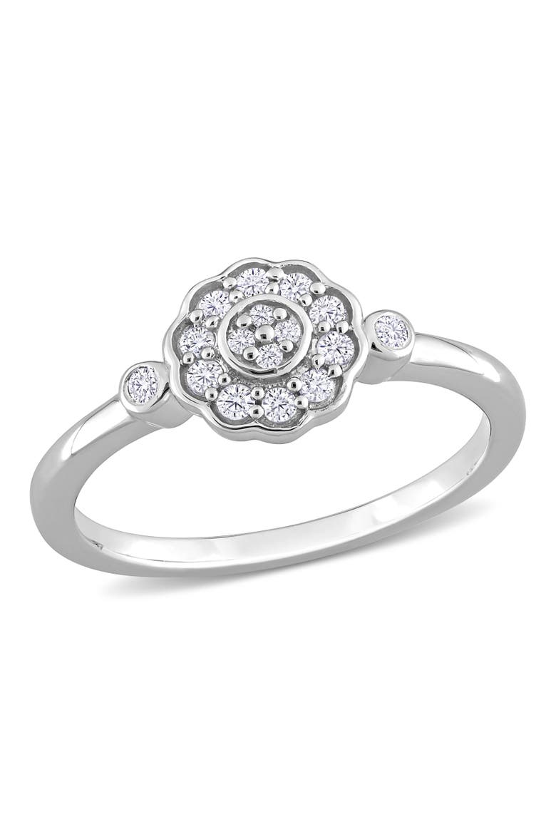 Diamond Flower Ring Sterling Silver, Main, color, Sterling Silver