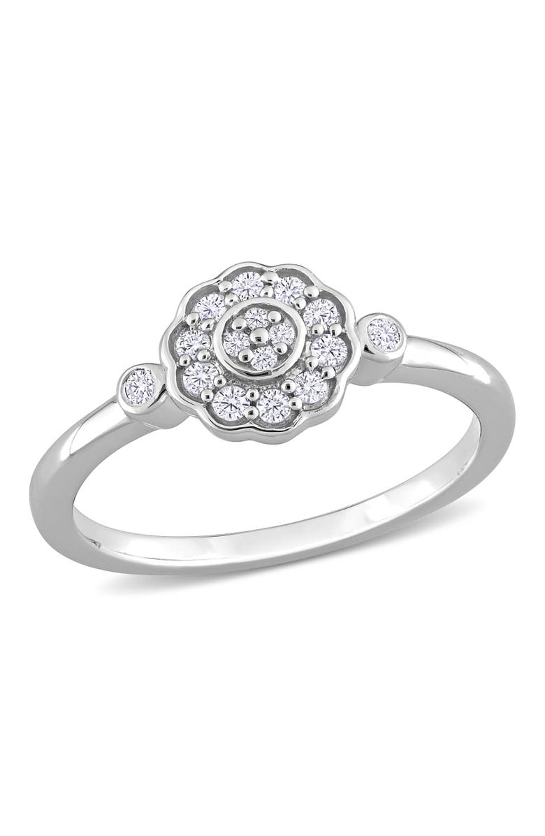 Julianna B. Diamond Flower Ring Sterling Silver, Main, color, Sterling Silver