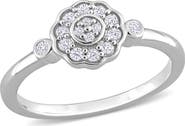Julianna B. Diamond Flower Ring Sterling Silver