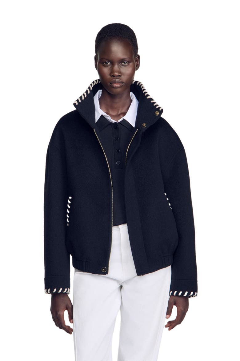 Jacket with topstitched details, Alternate, color, Black