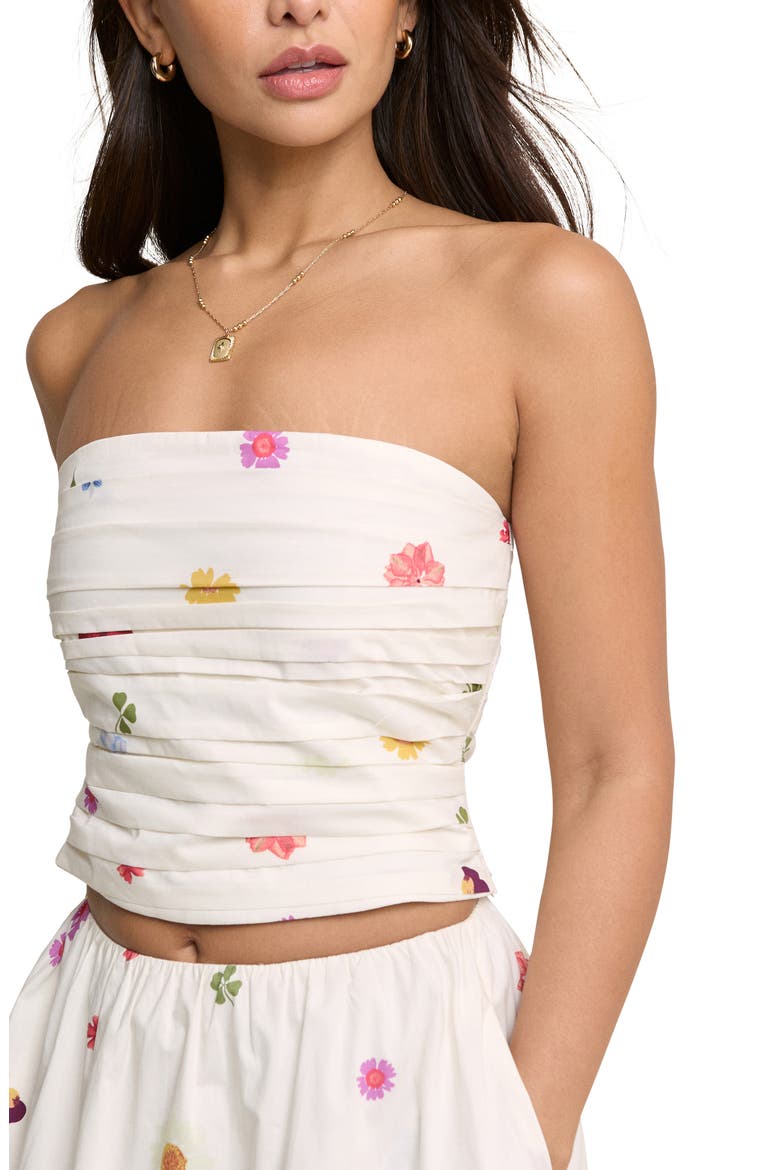 Felicity Floral Print Bandeau Top, Alternate, color, WHITE