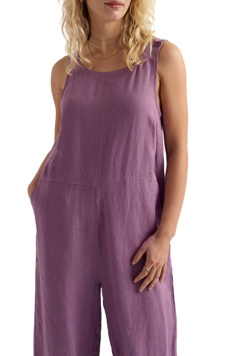 Seasalt Cornwall Salt Air Wide Leg Linen Jumpsuit, Alternate, color, Verbena