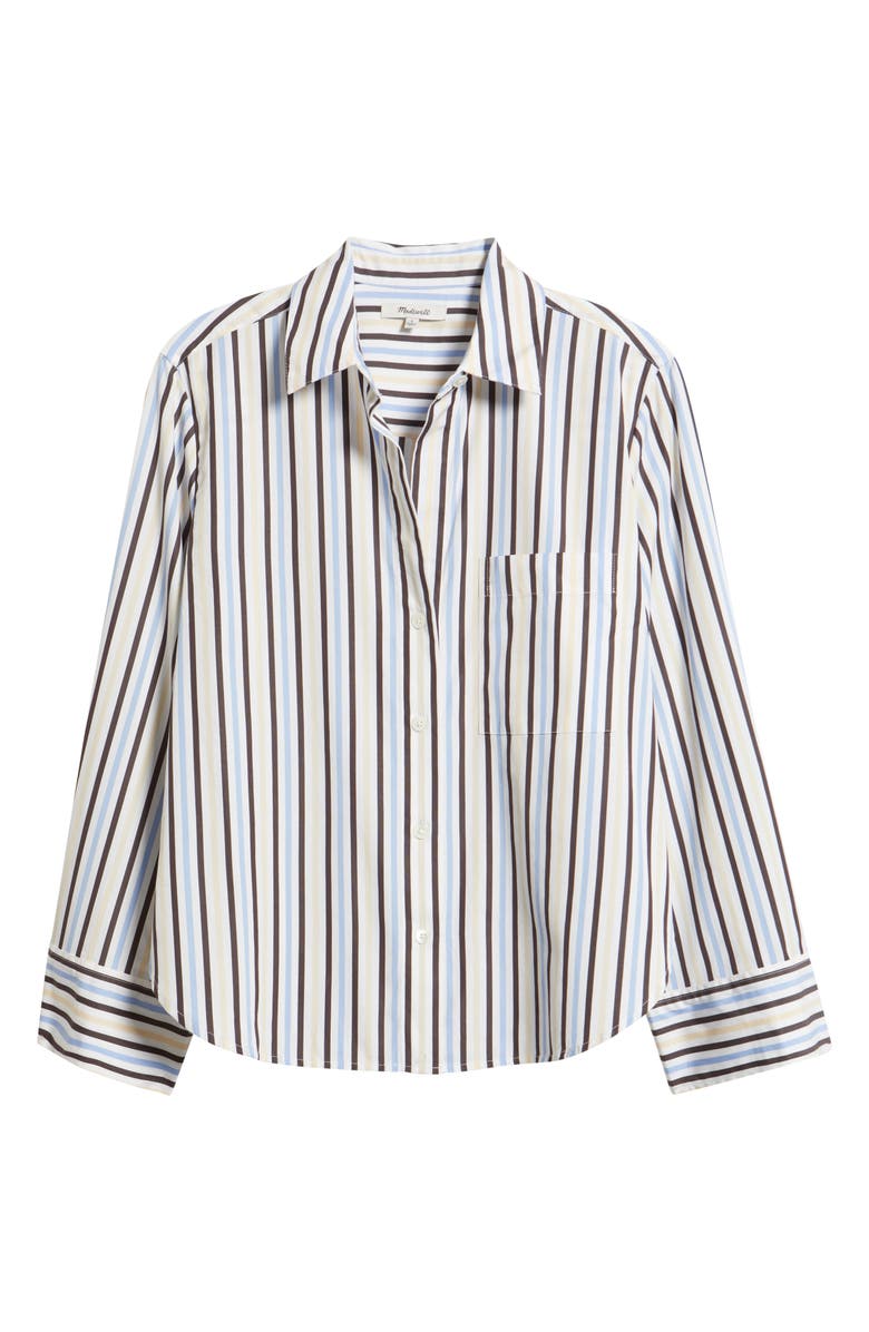 Madewell The Signature Y-Neck Cotton Poplin Button-Up Shirt, Main, color, Boardwalk Stripe