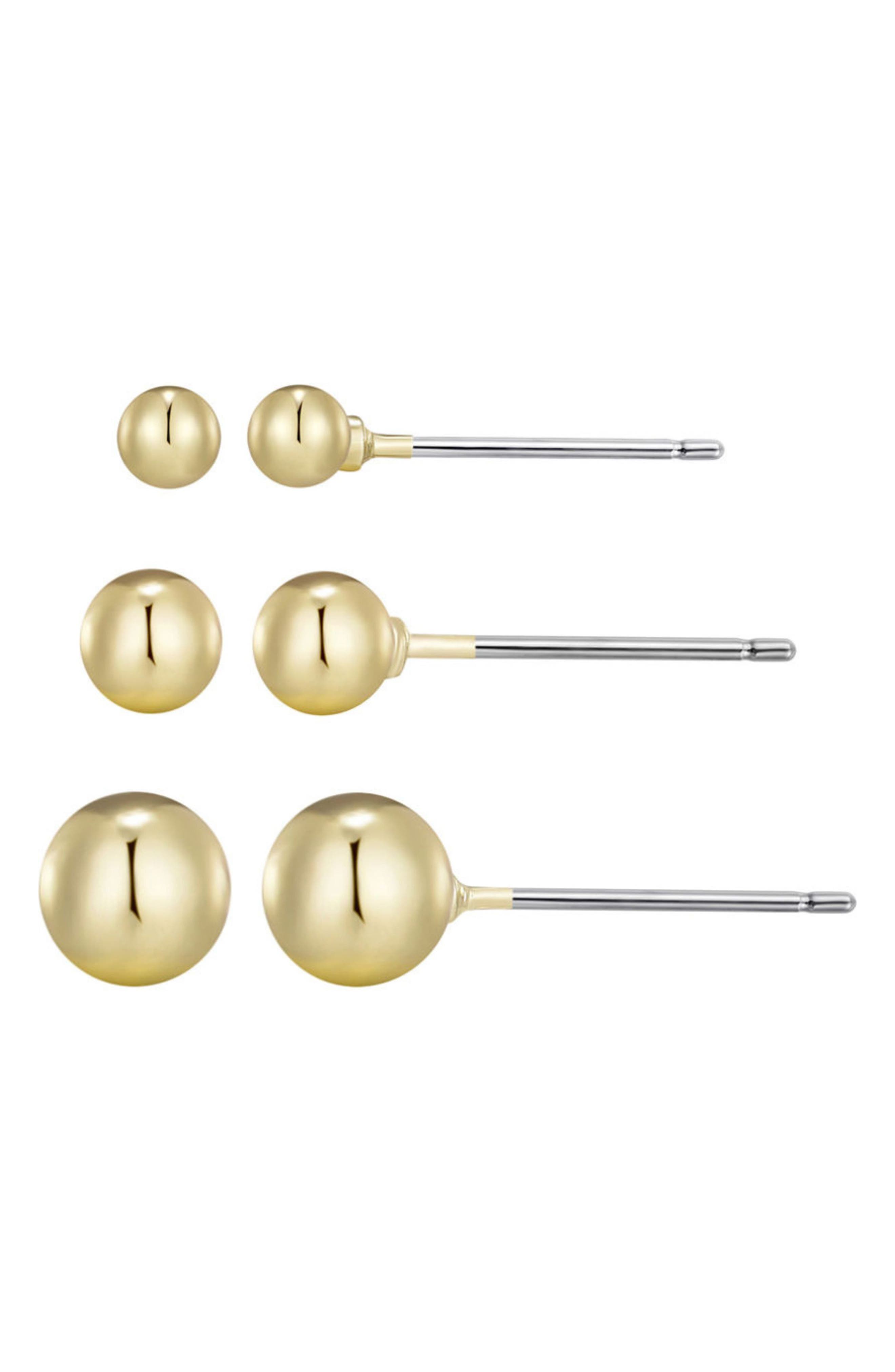 Adornia Set of 3 Ball Stud Earrings