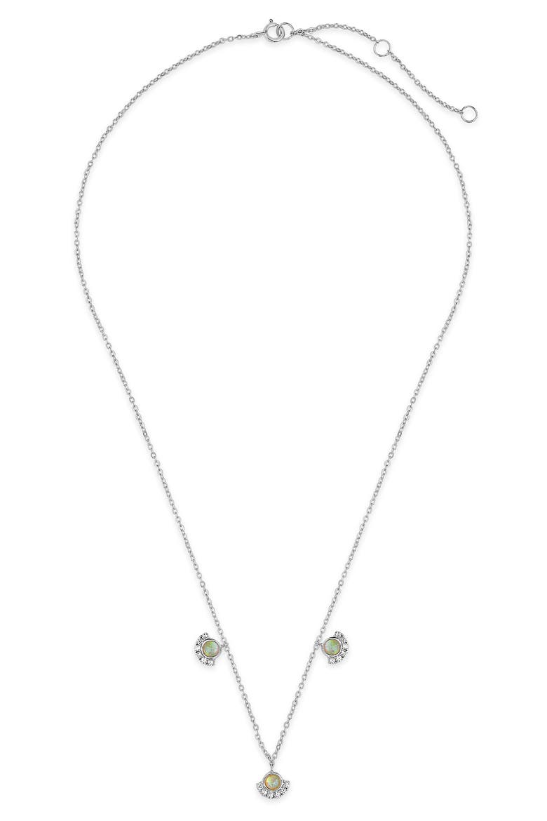 Half Halo Opal Pendant Necklace, Alternate, color, SILVER