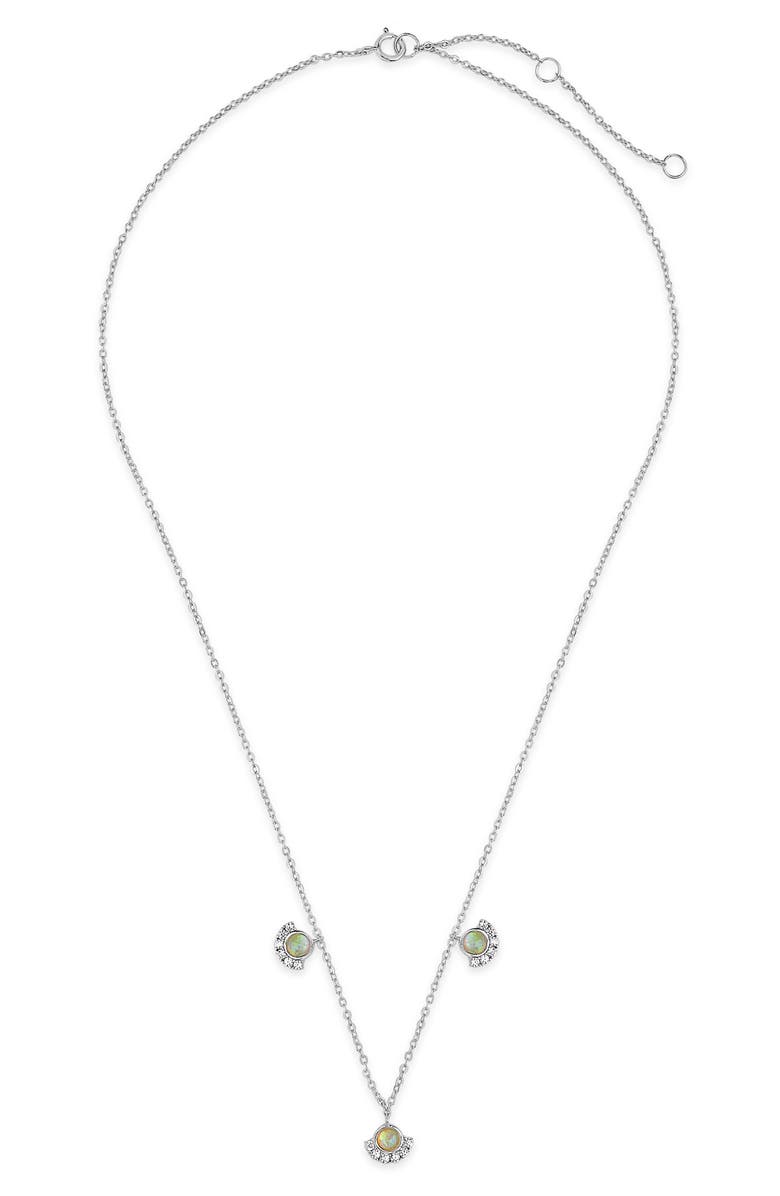 Sterling Forever Half Halo Opal Pendant Necklace, Alternate, color, Silver