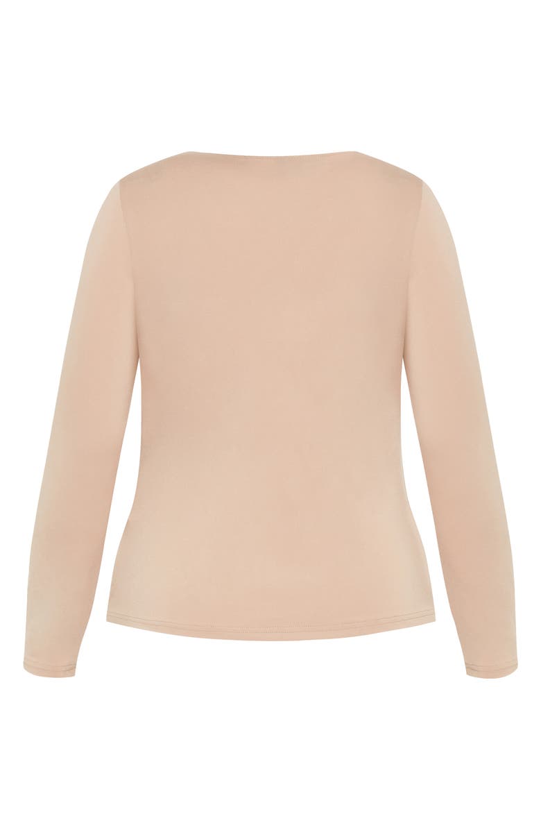 City Chic Izzy U-Bar Jersey Top, Alternate, color, Beige