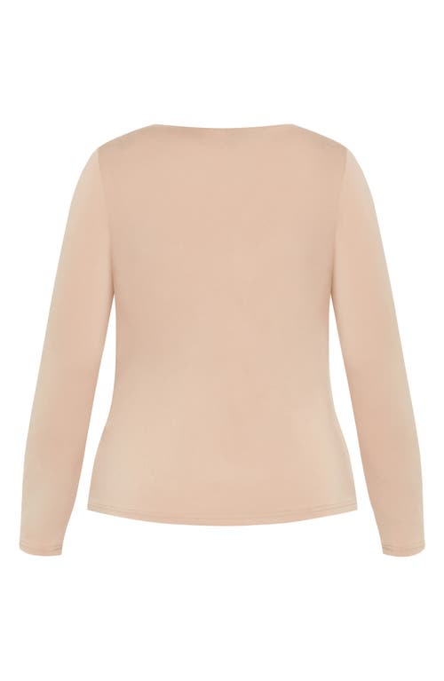 City Chic Izzy U-bar Jersey Top In Sand