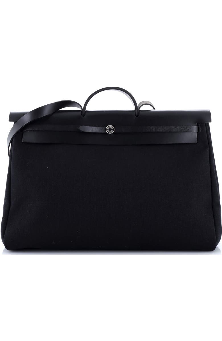 Pre-Owned Hermes Herbag Zip Leather and Toile 50, Main, color, Noir
