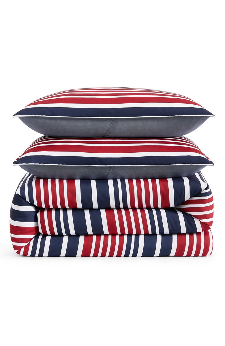 Tommy Hilfiger Favorite Stripe Comforter & Shams Set, Main, color, White/ Medium Red/ Navy Blue