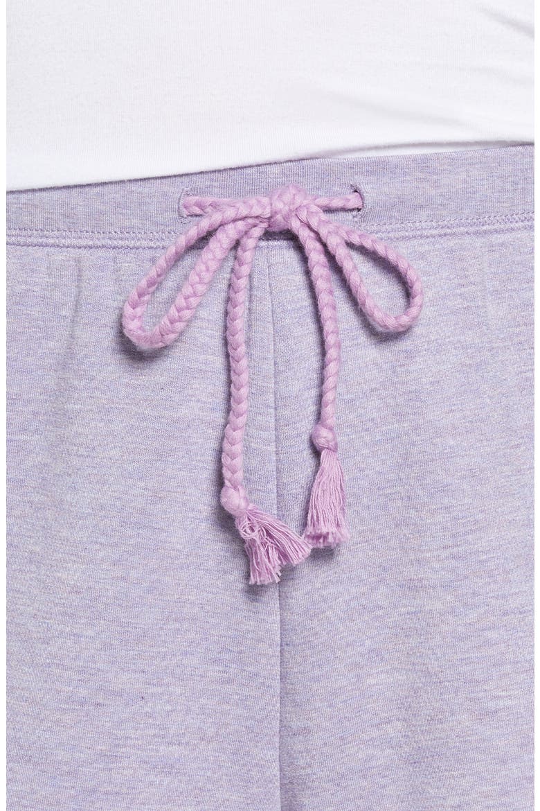 Fleece Roll Cuff Shorts, Alternate, color, PURPLE SHEER HEATHER