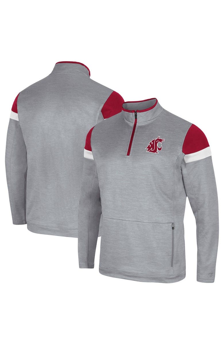 COLOSSEUM Men's Colosseum Gray Washington State Cougars Bingo Quarter-Zip Jacket, Main, color, 