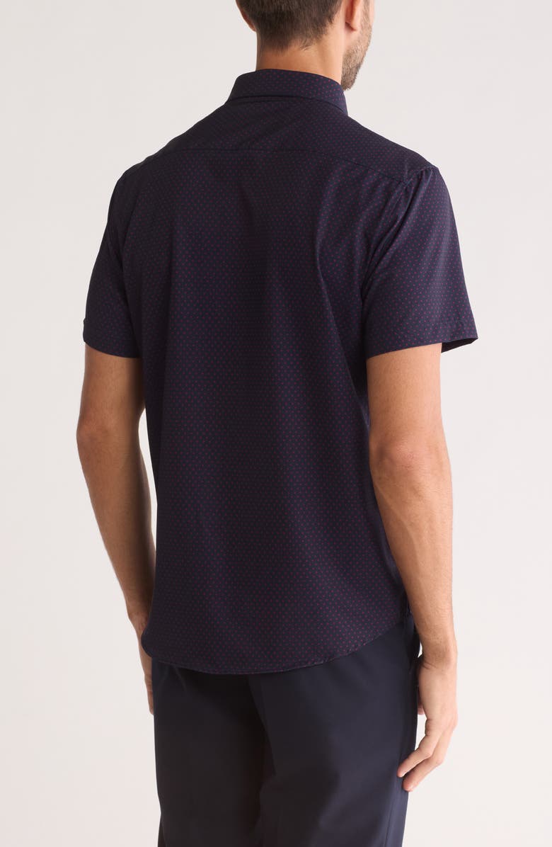 DENIM AND FLOWER Red Circle Tech Button-Up Shirt, Alternate, color, Navy