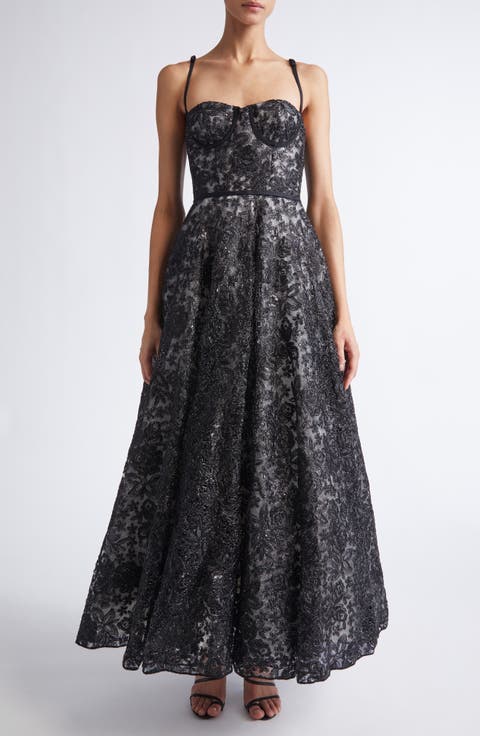 Sequin Floral Embroidered Corset Dress