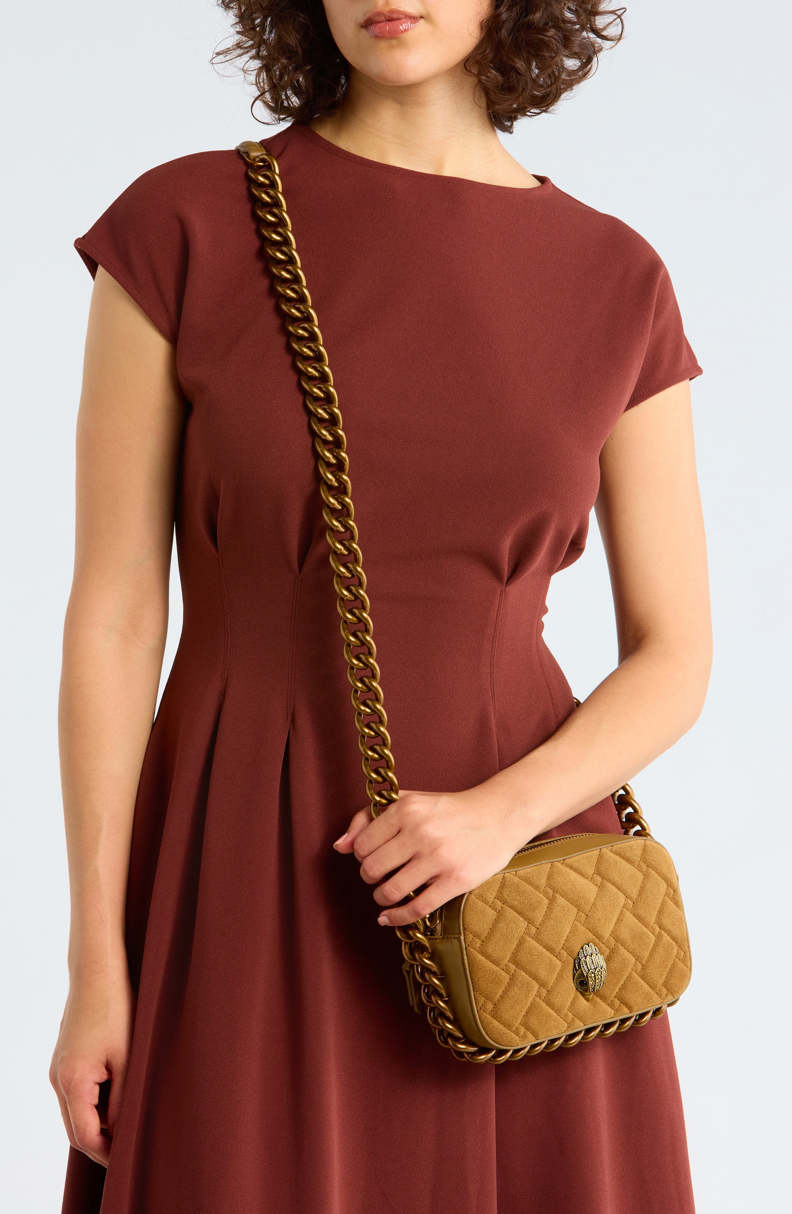 Kurt Geiger London Small Kensington Leather Camera Bag, Alternate, color, Camel
