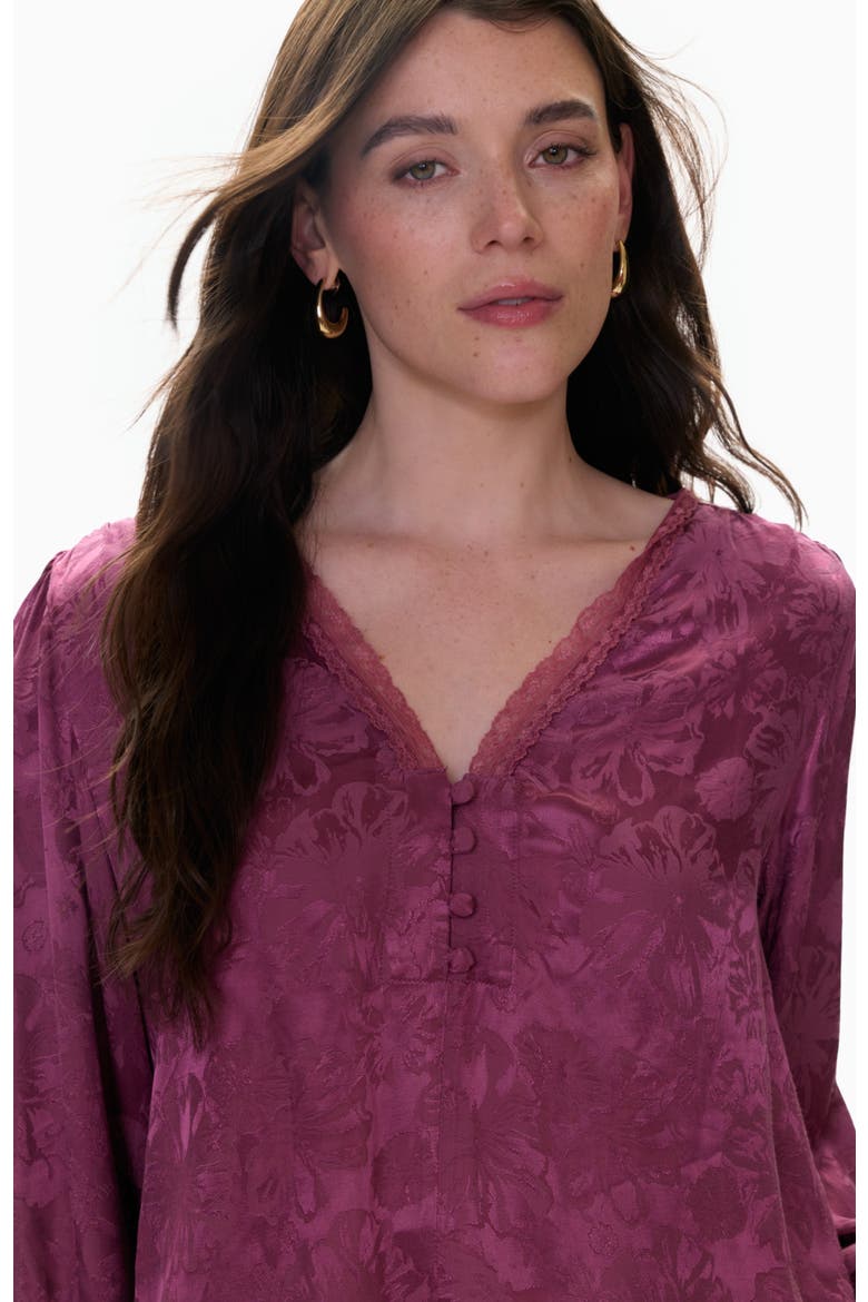 Audrey Jacquard Blouse, Alternate, color, Plum