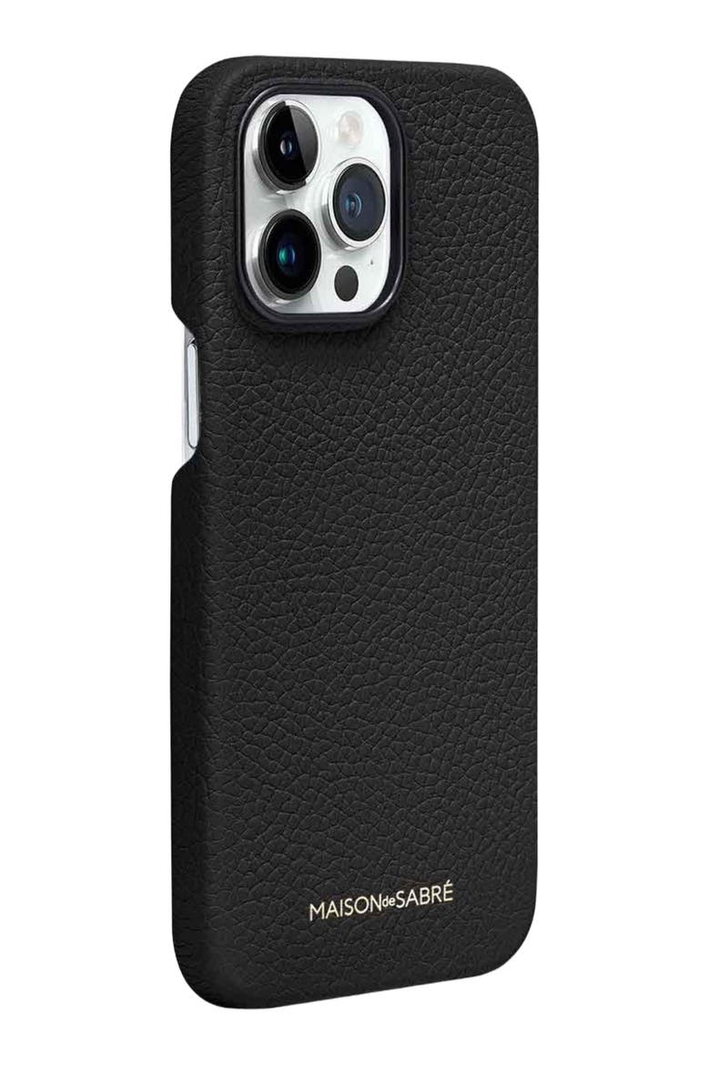 Leather Phone Case iPhone 15 Pro, Alternate, color, Black Caviar