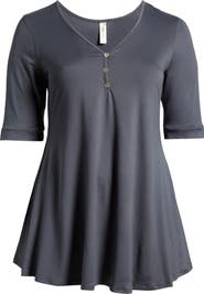 24seven Comfort Apparel Three-Button Tunic