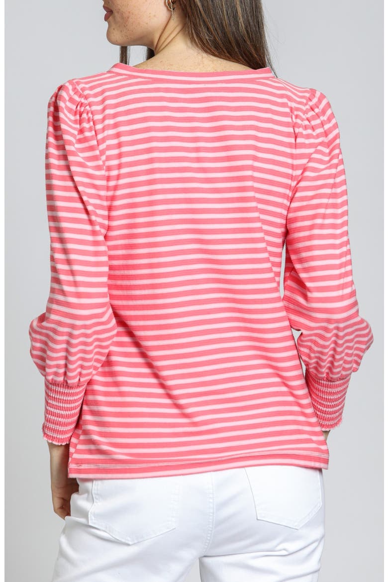 Stripe Puff Shoulder Top, Alternate, color, PINK/ CORAL
