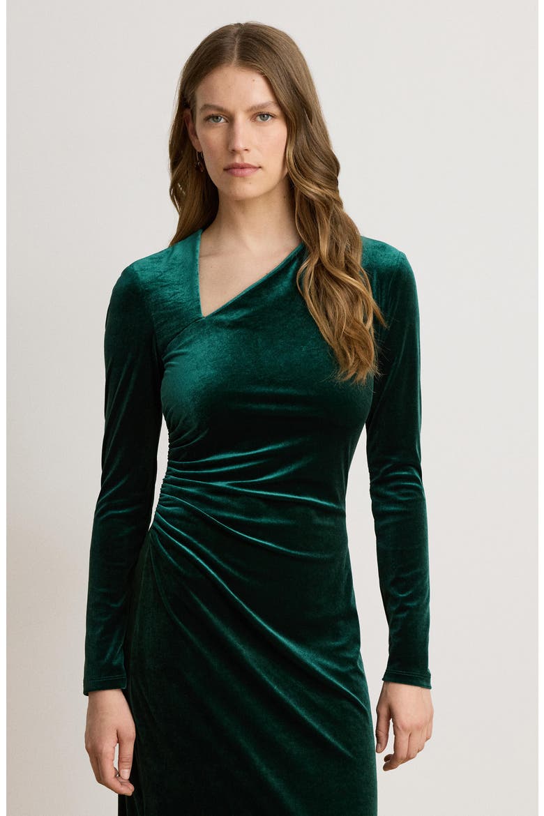 Luxe Velvet Cocktail Dress, Alternate, color, DARK EVERGREEN VELVET GREEN