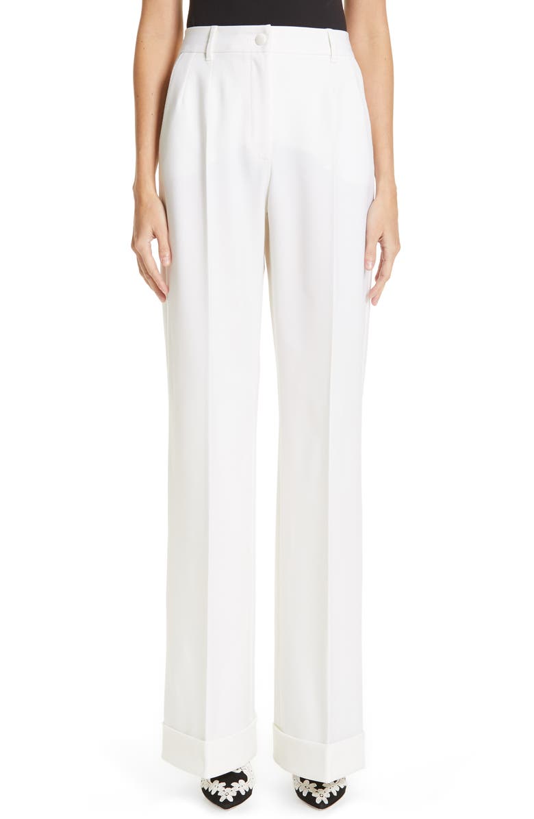 Dolce&Gabbana Wide Leg Cuff Wool Blend Pants, Main, color, 