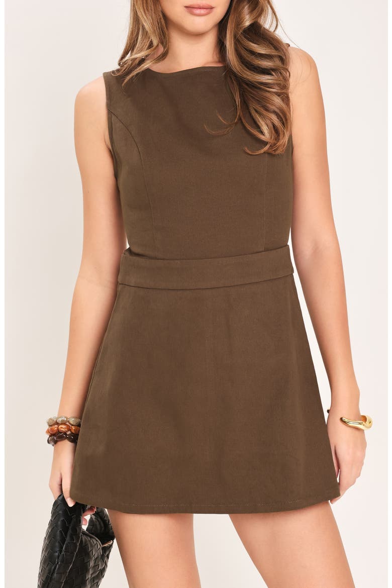 Cutout Stretch Cotton Twill Romper, Alternate, color, BROWN