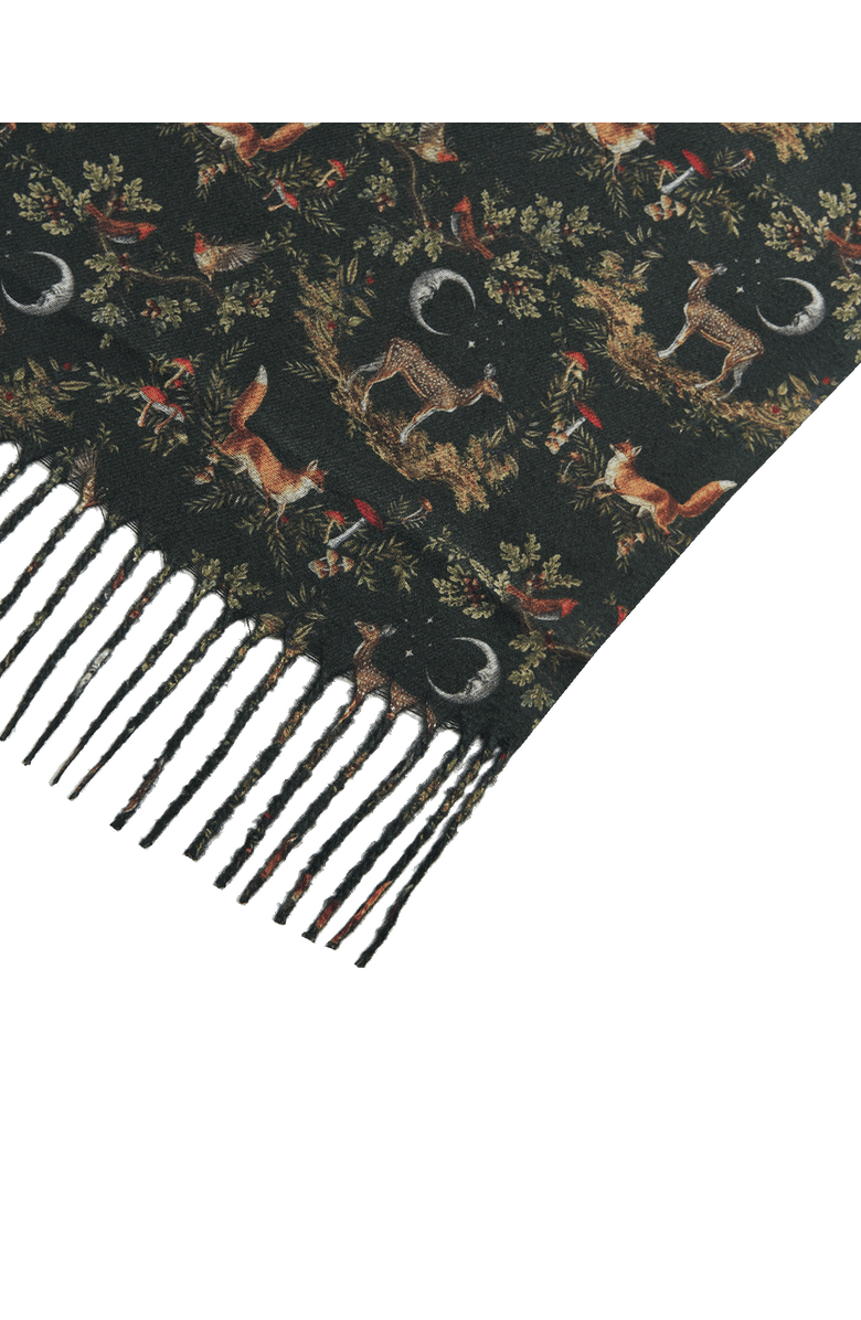 Fable England Into the Woods Green Tassel Scarf, Alternate, color, Woodland Green