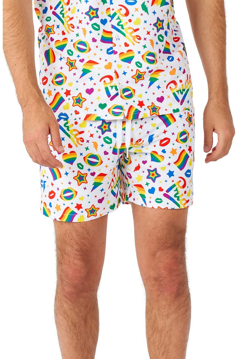 Pride Icons Drawstring Shorts, Main, color, WHITE