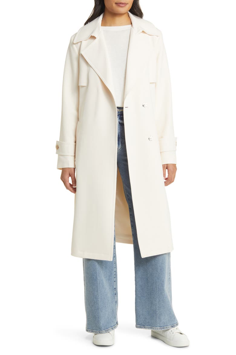 Tie Waist Trench Coat, Alternate, color, LINEN