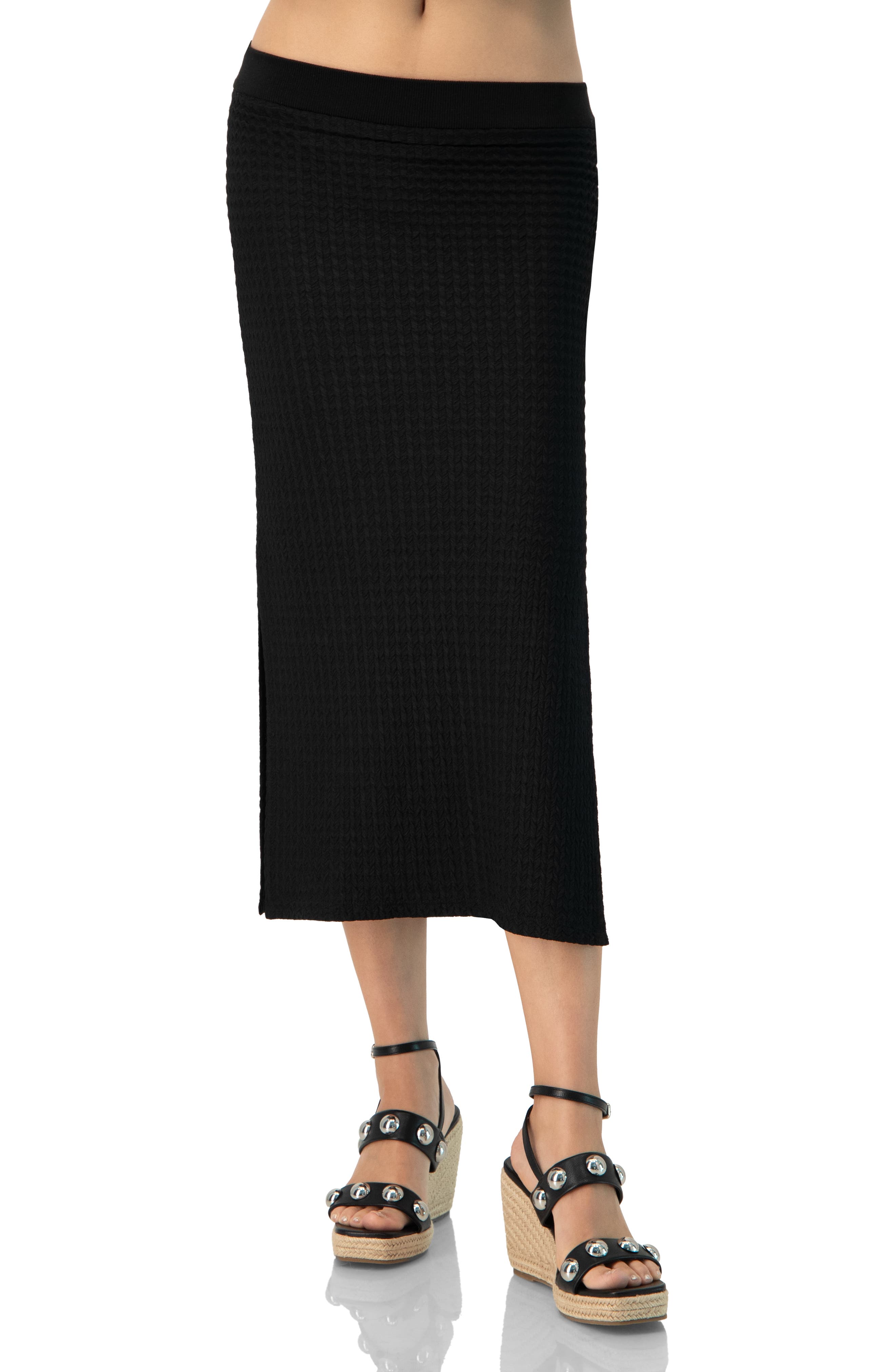 Midi Knit Skirt with Side Slits