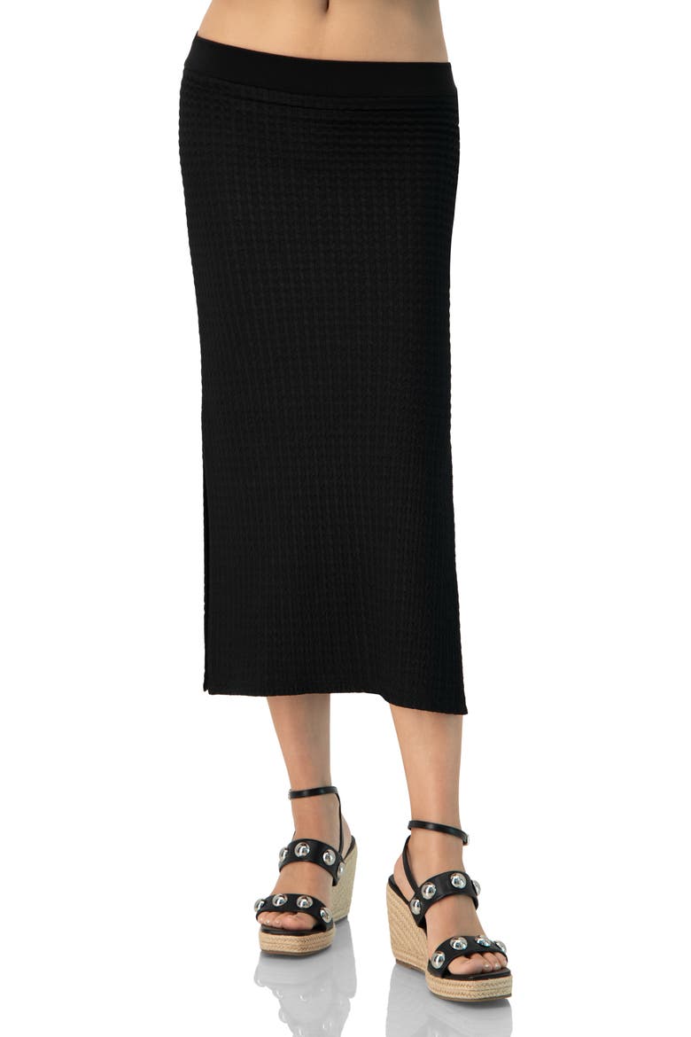 Midi Knit Skirt with Side Slits, Main, color, Black