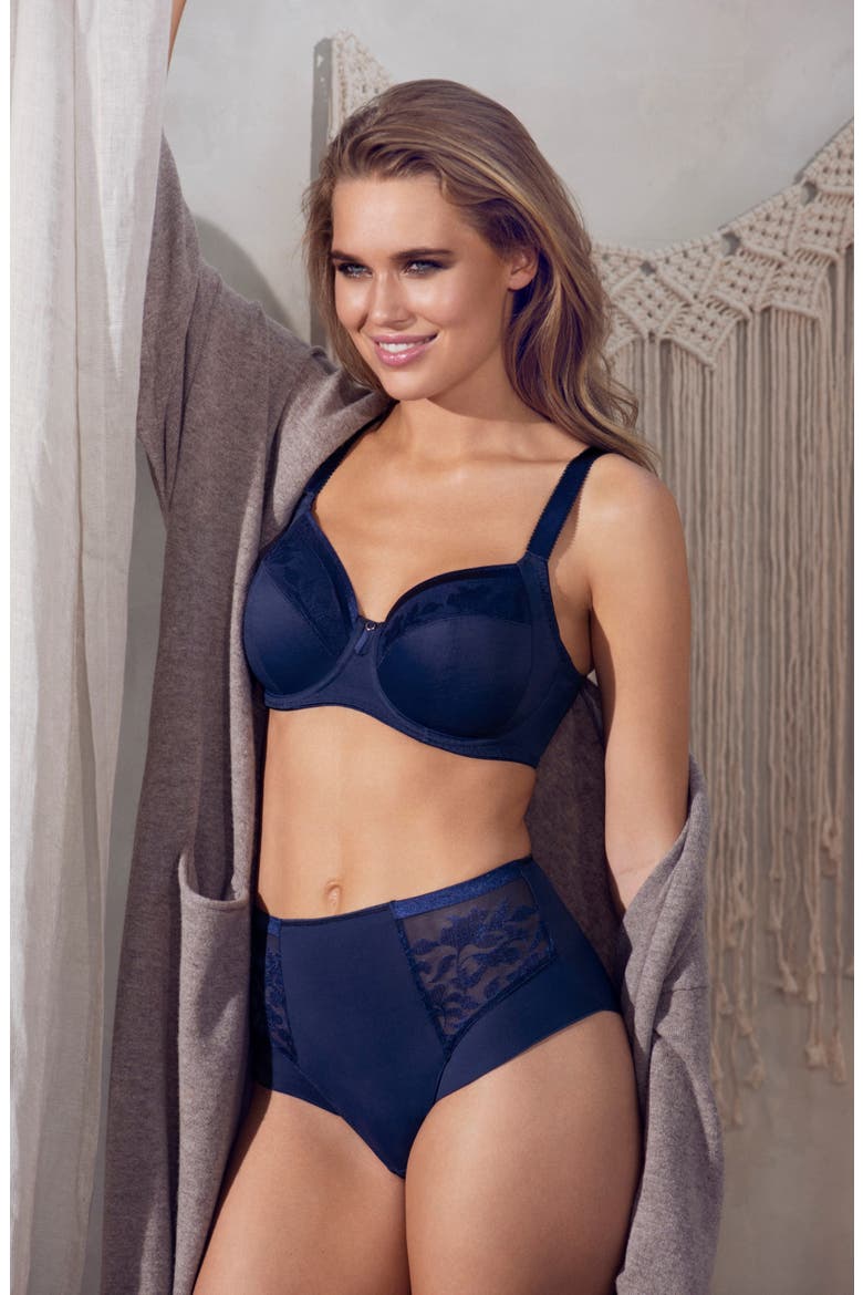 Illusion Underwire Side Support Bra, Alternate, color, NAVYDNU