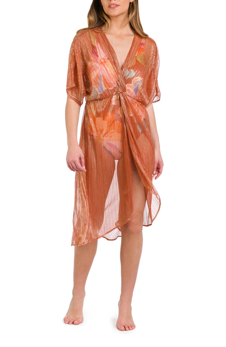 La Blanca Golden Hour Twist Front Cover-Up Dress, Alternate, color, Copper