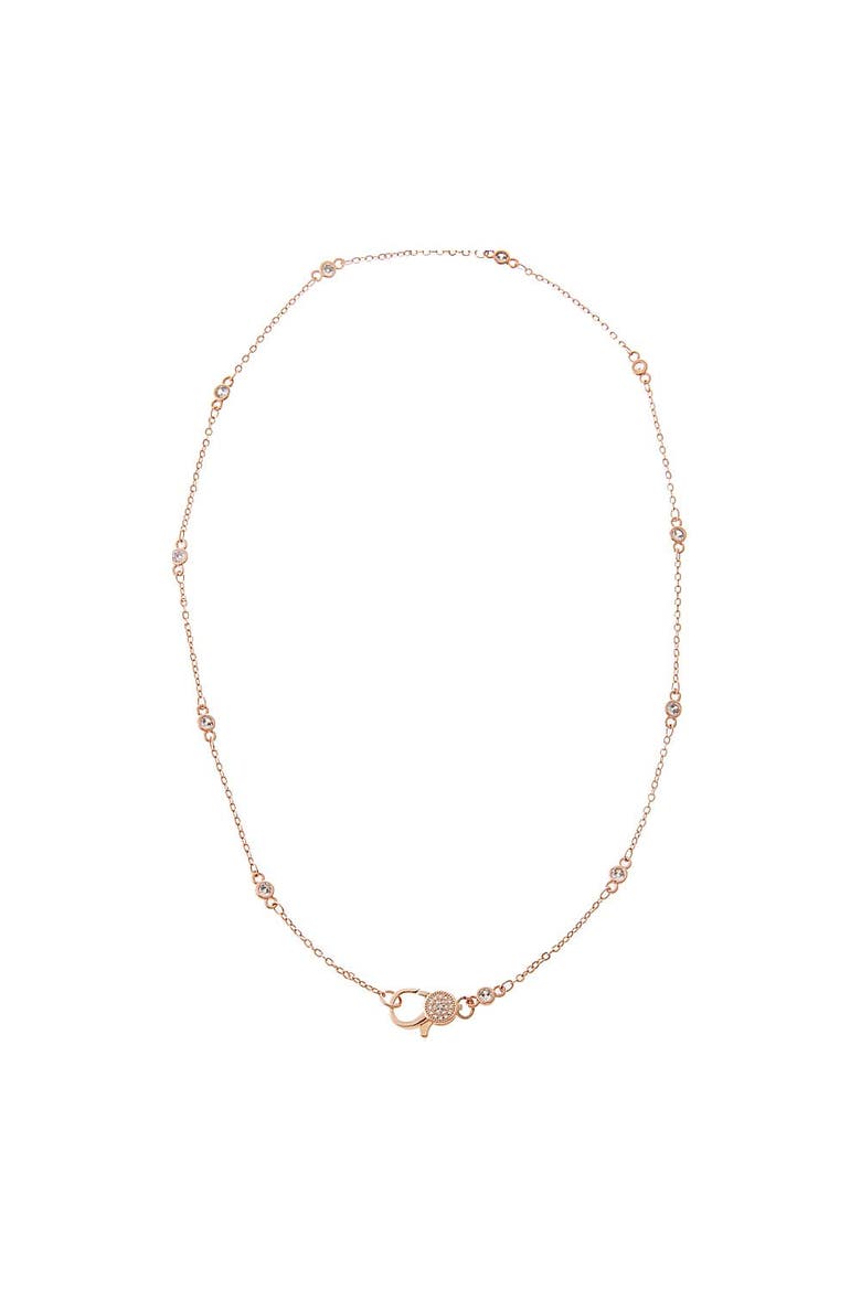 Rose Gold Mini Bezel Lobster Clasp Link Chain Necklace, Main, color, Rose Gold