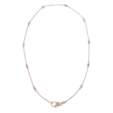 Rose Gold Mini Bezel Lobster Clasp Link Chain Necklace
