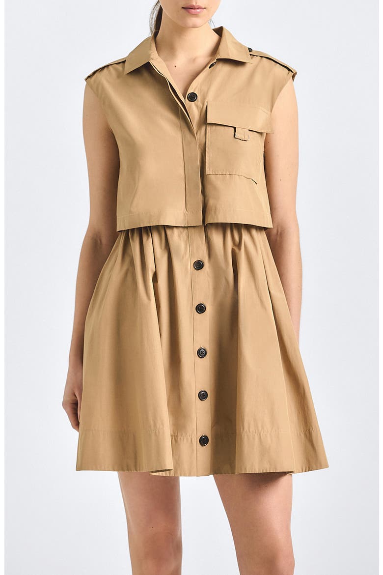 Sequoia Sleeveless Mini Shirtdress, Main, color, CAMEL