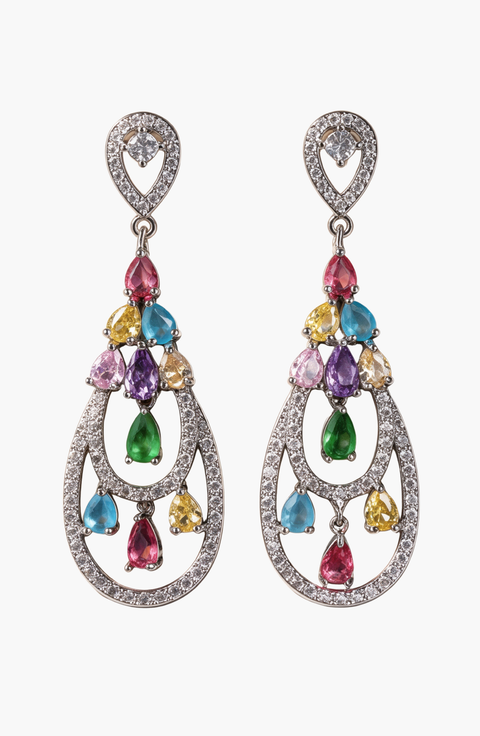 Crystal Teardrop Statement Dangle Earrings