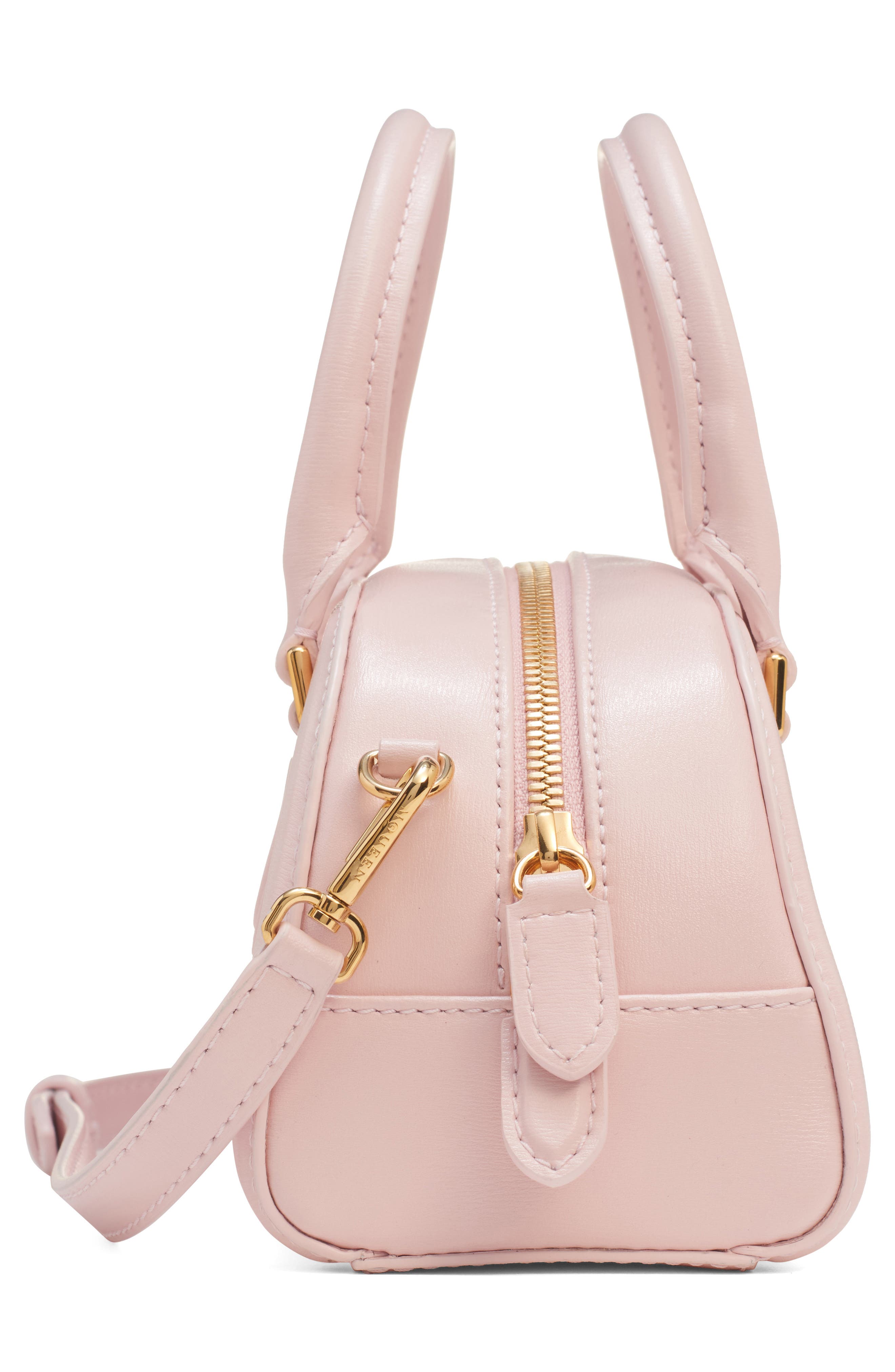 McQueen Mini Birdee Boston Handbag, Alternate, color, Rose/ Gold