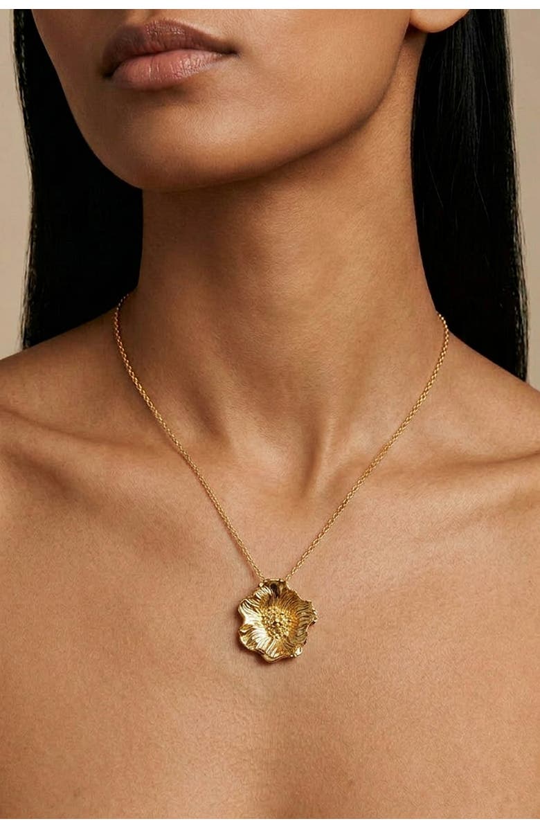 Astor & Orion Poppy Gold Floral Pendant Necklace, Alternate, color, Gold