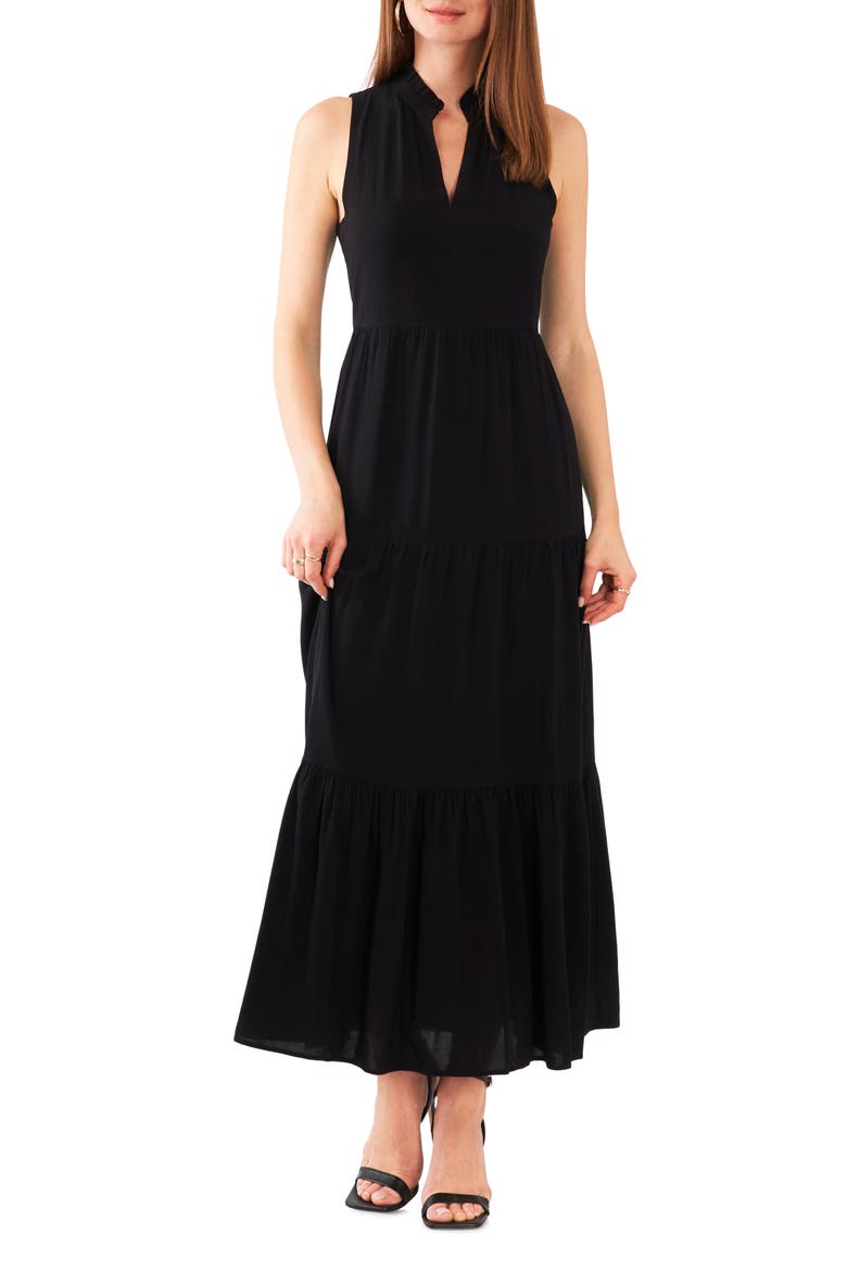 Sleeveless Tiered Maxi Dress, Main, color, RICH BLACK