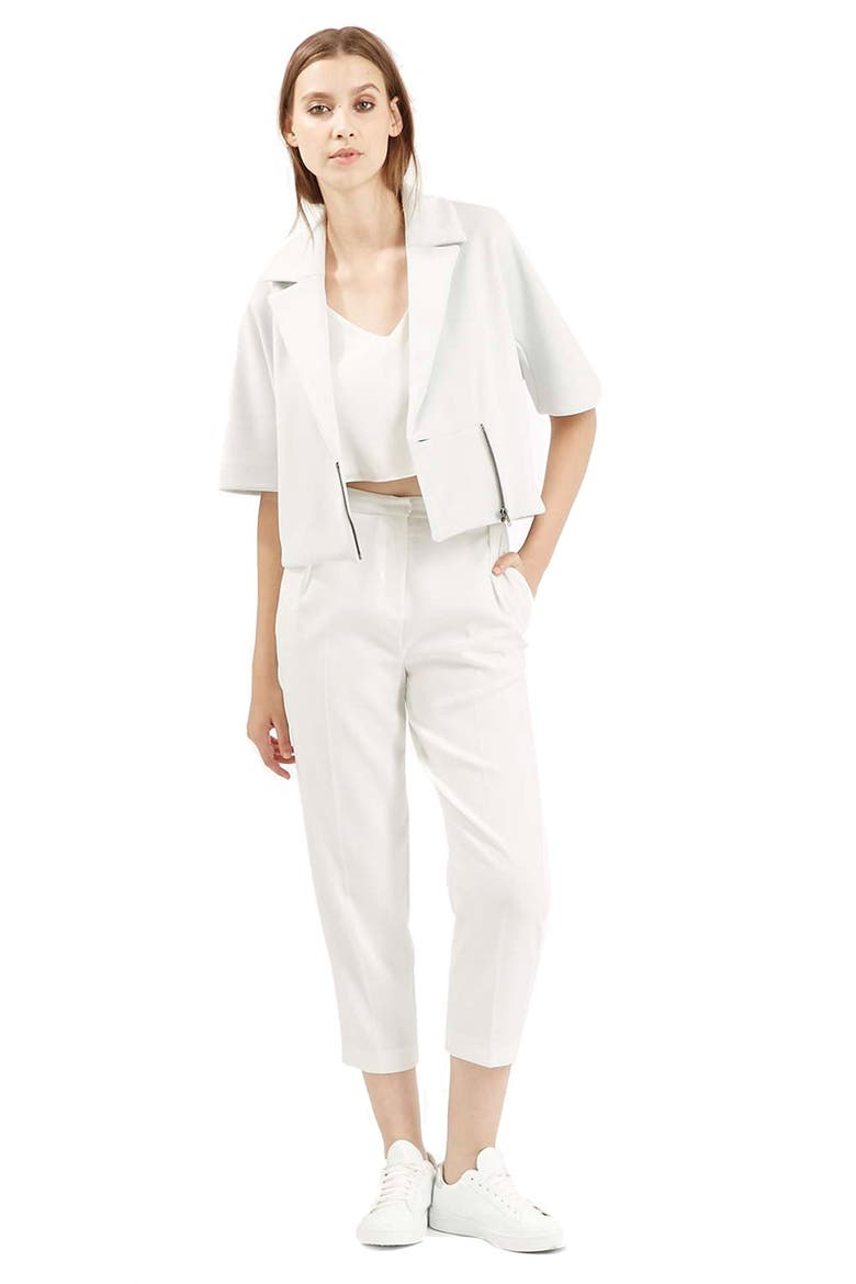 Elbow Sleeve Crop Jacket, Alternate, color, WHITE