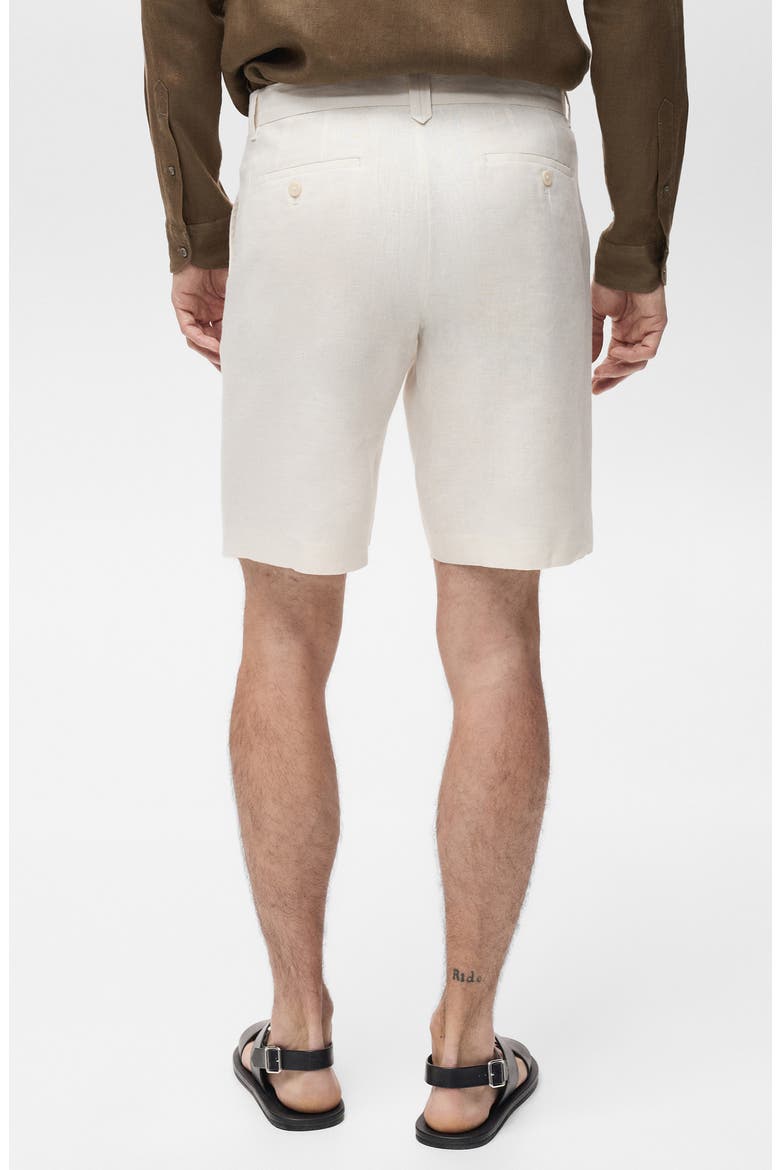Slim Fit Flat Front Linen Bermuda Chino Shorts, Alternate, color, OFF WHITE