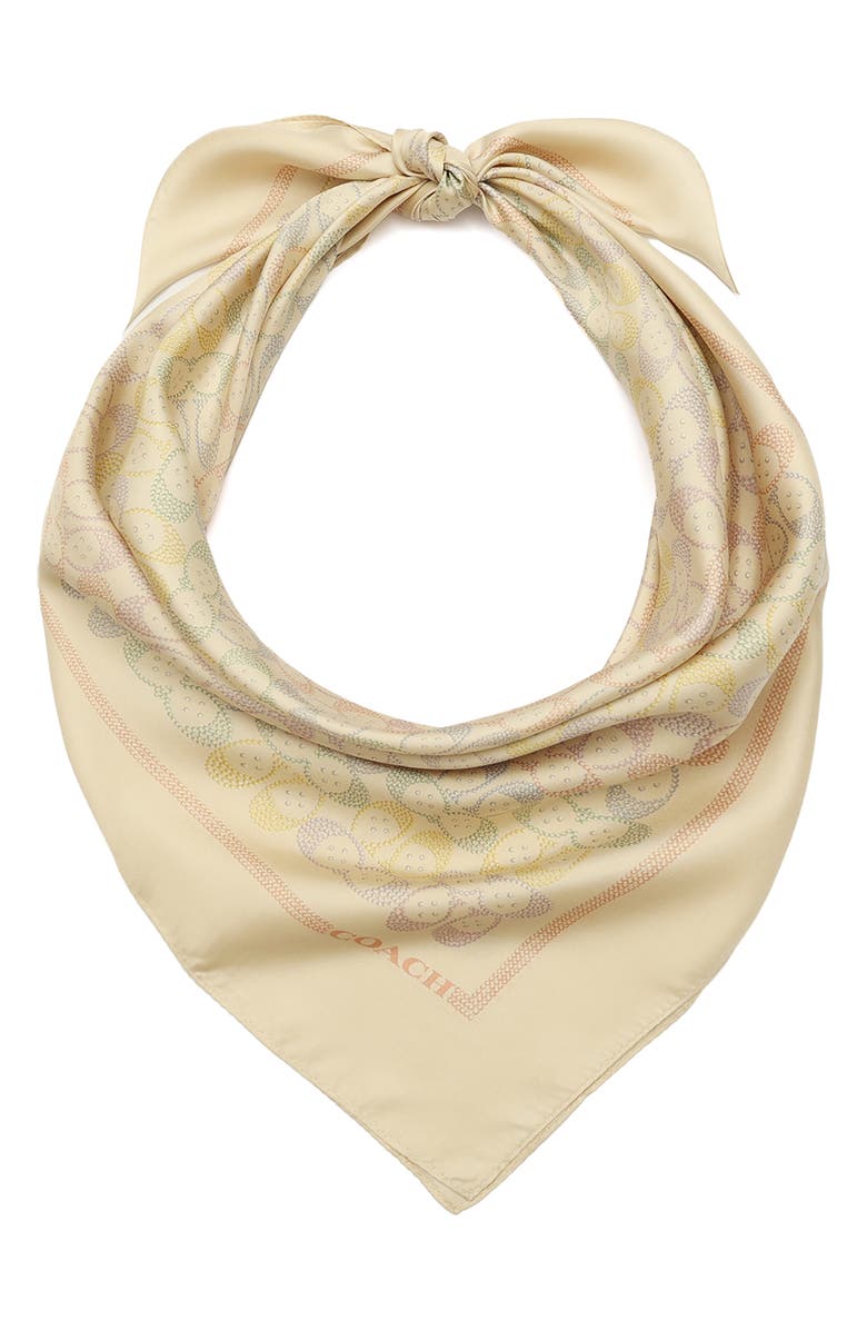 COACH Rainbow Signature C Silk Square Scarf, Main, color, Multi