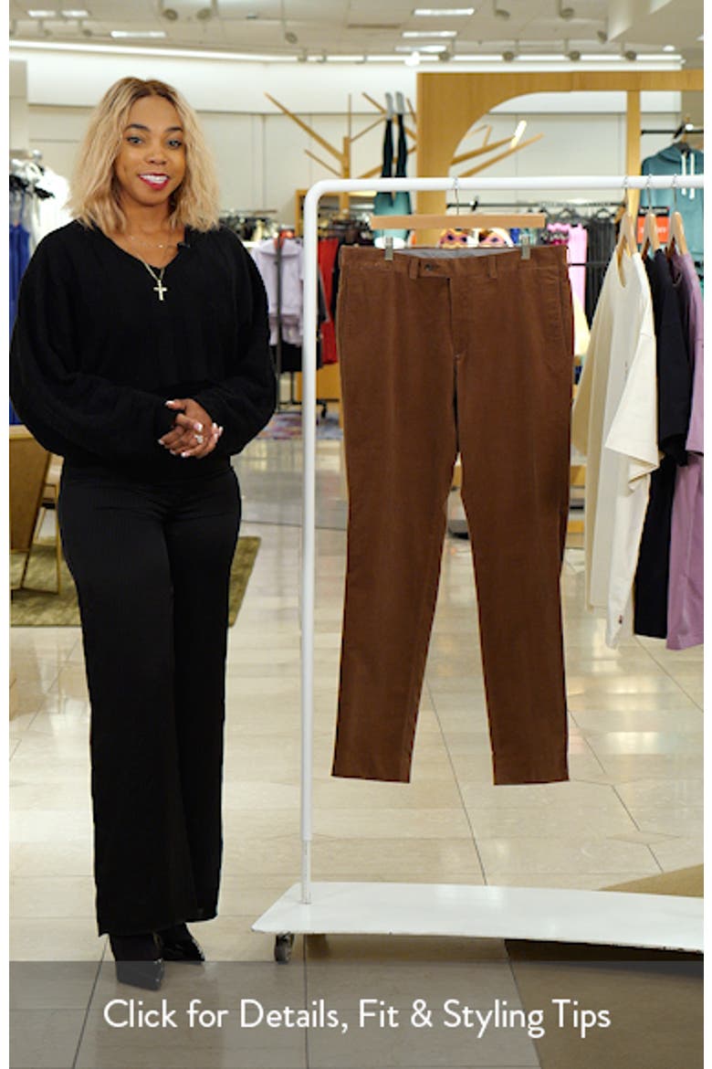 Palmer Brown Flat Front Cotton Stretch Corduroy Pants video