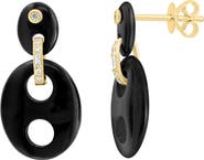EFFY 14K Yellow Gold Diamond & Onyx Drop Earrings