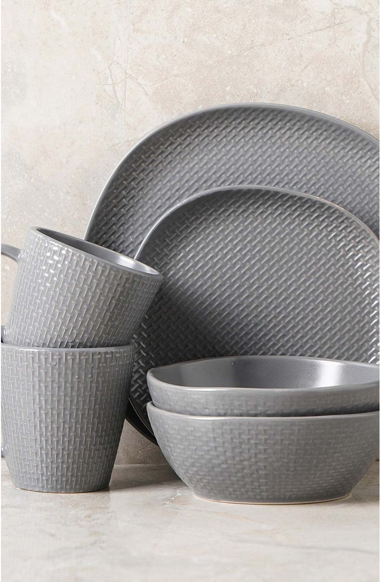 Stone Lain Abigail Stoneware 16-Piece Dinnerware Set, Alternate, color, Gray