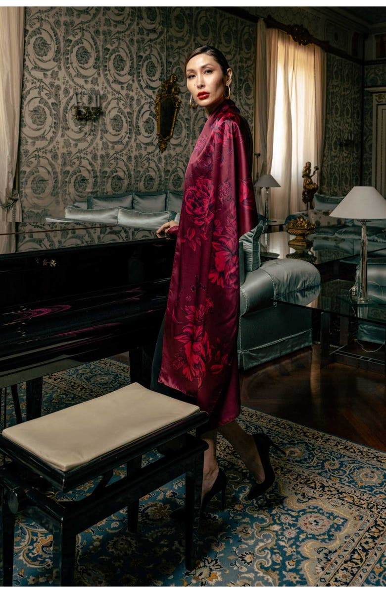 Elizabetta Isabella - Silk Scarf/Shawl for Women, Alternate, color, Garnet