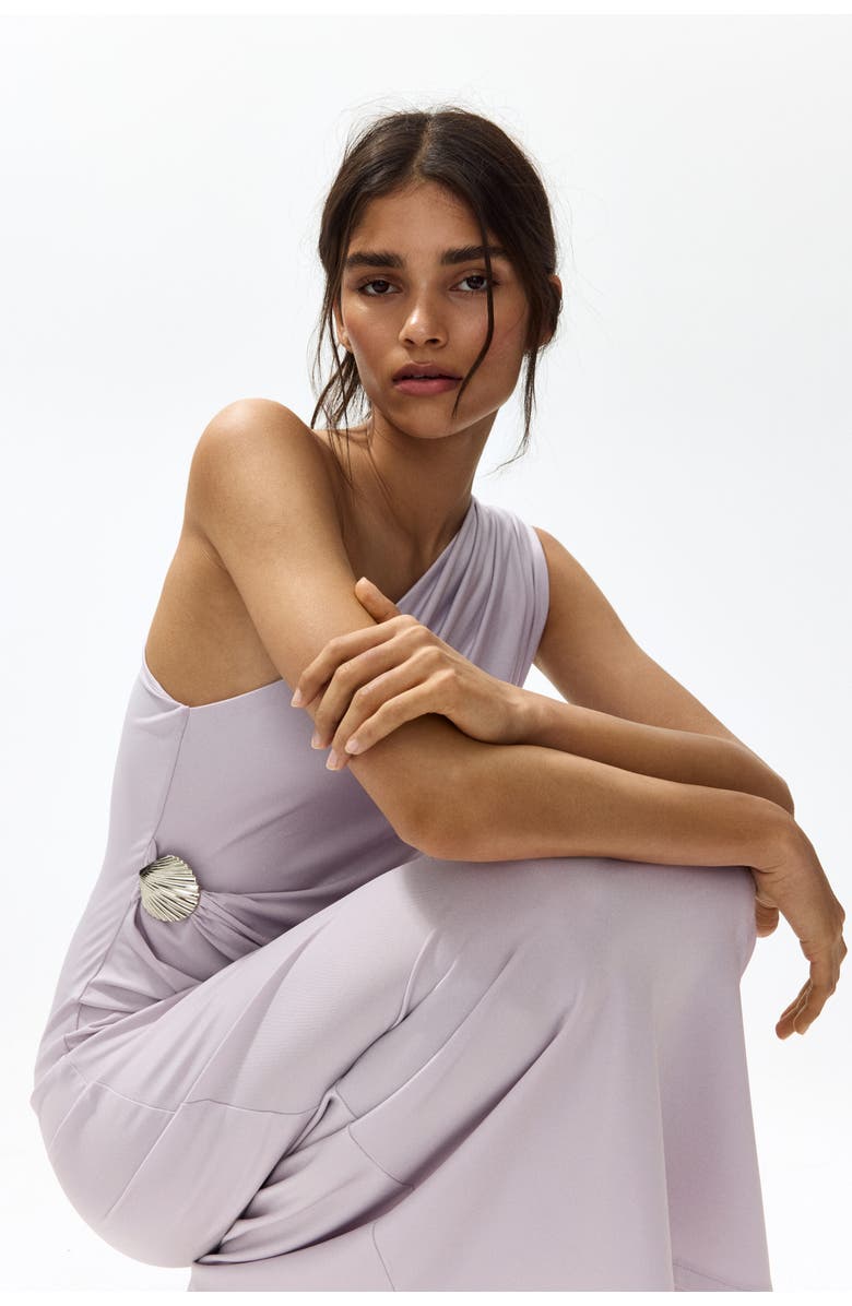 H&M Draped One-shoulder Dress, Alternate, color, Light Purple