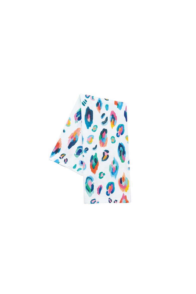 Bright Leopard HD Printed 100% Cotton Flour Sack Dishtowel, Alternate, color, White